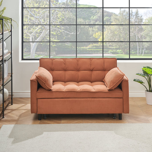 Folding sofa bed, adjustable back, access sofa, recliner, single bed, orange