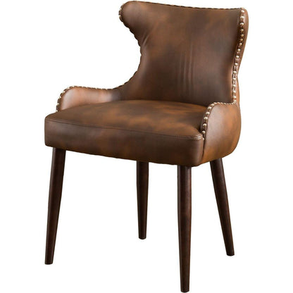 Viking Tufted Button Back barrel chair with Nailhead, Brown
