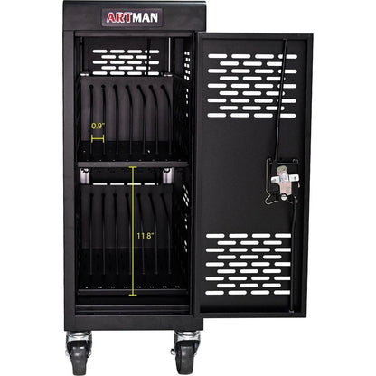 16-Compartment Removable Locking Charging Cabinet for Laptop, Chromebook-Black