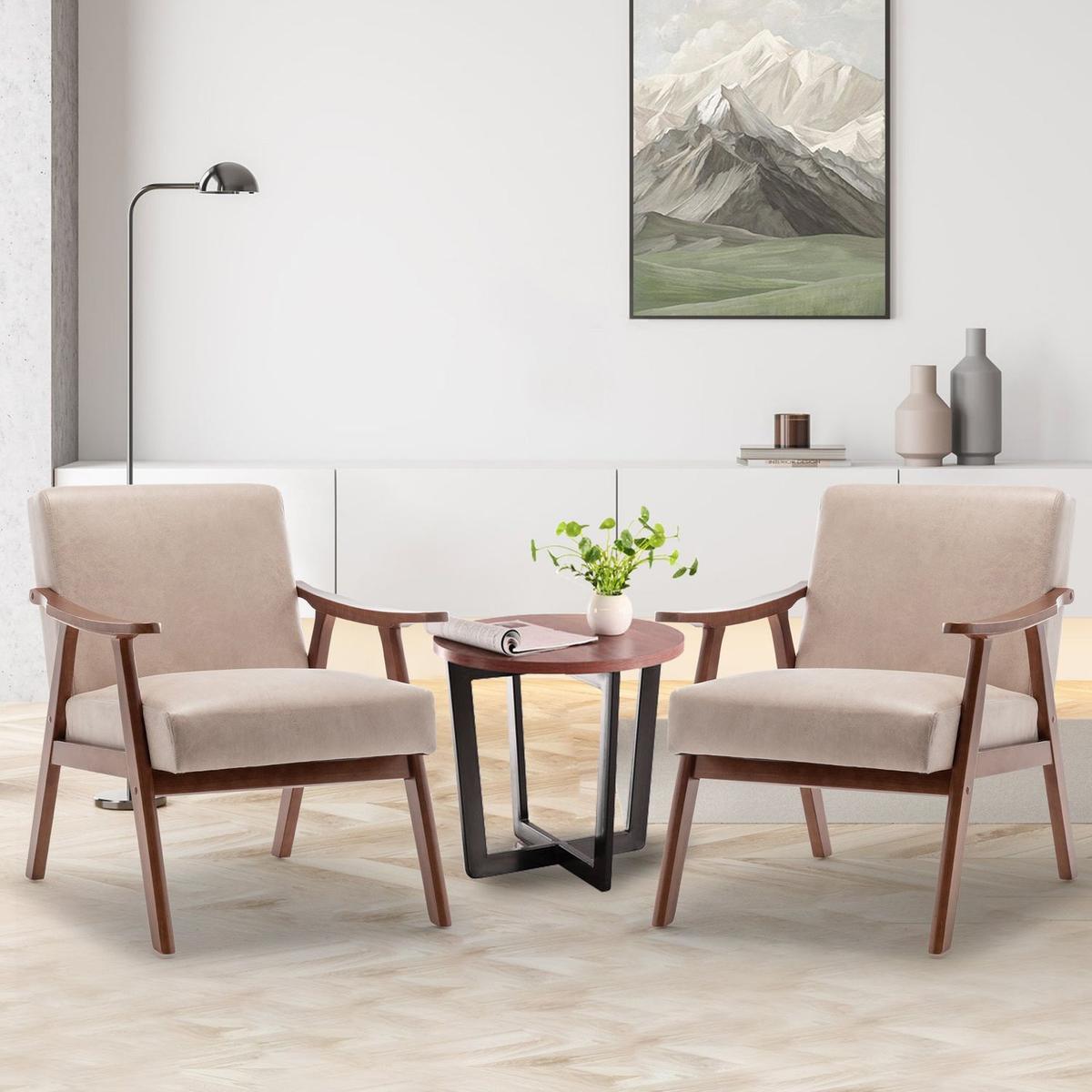 Mid-Century Modern Chair, Living Room Chair with Solid Wood Frame, Accent Chair Extra-Thick Backrest, Wingback Chair for Bedroom, Reading Room, Living Room, Lounge Chair Indoor