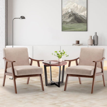 Mid-Century Modern Chair, Living Room Chair with Solid Wood Frame, Accent Chair Extra-Thick Backrest, Wingback Chair for Bedroom, Reading Room, Living Room, Lounge Chair Indoor