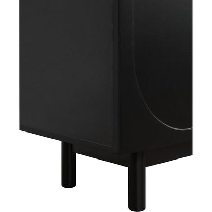 Graceful TV Stand with Arch Cabinets for TVs Up to 78", Minimalist Entertainment Center with Solid Wood Legs, Practical Media Console with Adjustable Shelves for Living Room, Black