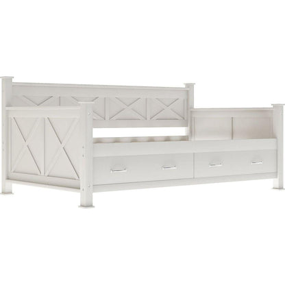 Twin Size Wooden Modern and Rustic Casual Style Daybed, Cream White