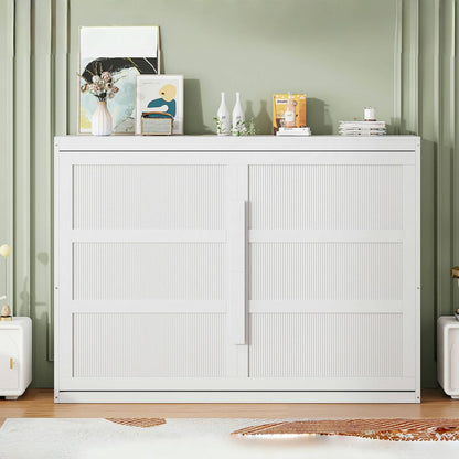 Queen Size Murphy Bed Wall Bed Modern design with LED Lights,White