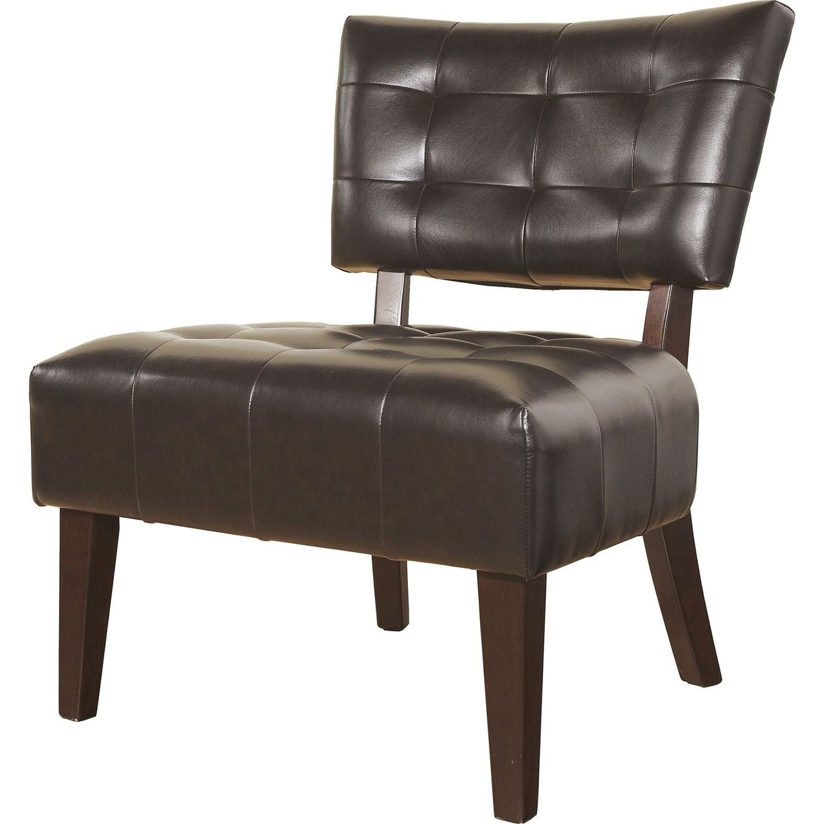 Roundhill Furniture Blended Leather Tufted Accent Chair with Oversized Seating, Brown