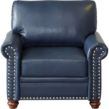 Living Room Sofa Single Seat Chair with Wood Leg Navy Blue Faux Leather