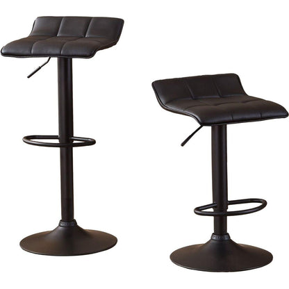 Belham Swivel Black Bonded Leather Adjustable Bar Stool, Set of 2