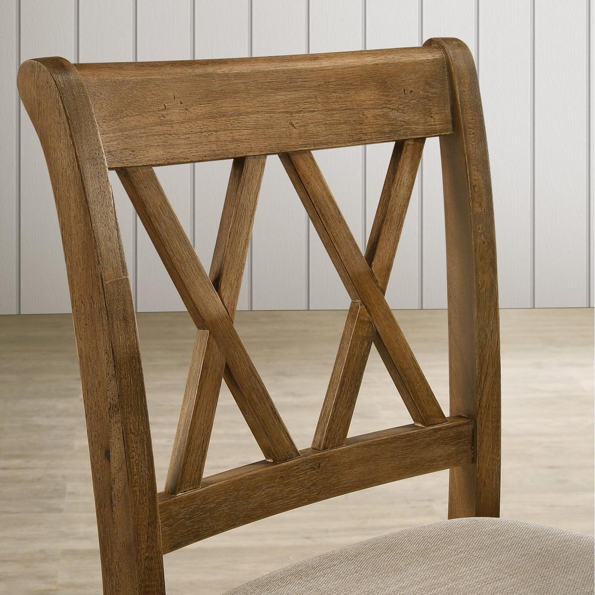 Windvale Cross-Buck Wood 5-Piece Counter Height Dining Set, Tan - Streamdale Furniture