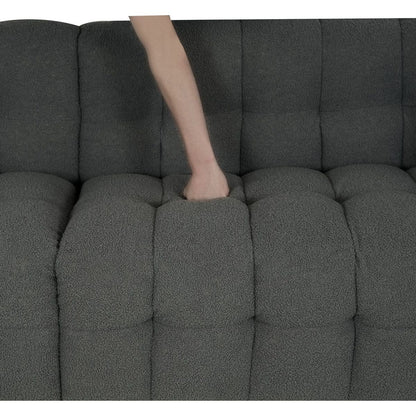 inch gray teddy velvet sofa with two throw pillows in living room Bedroom apartment sofa supported by hardware feet