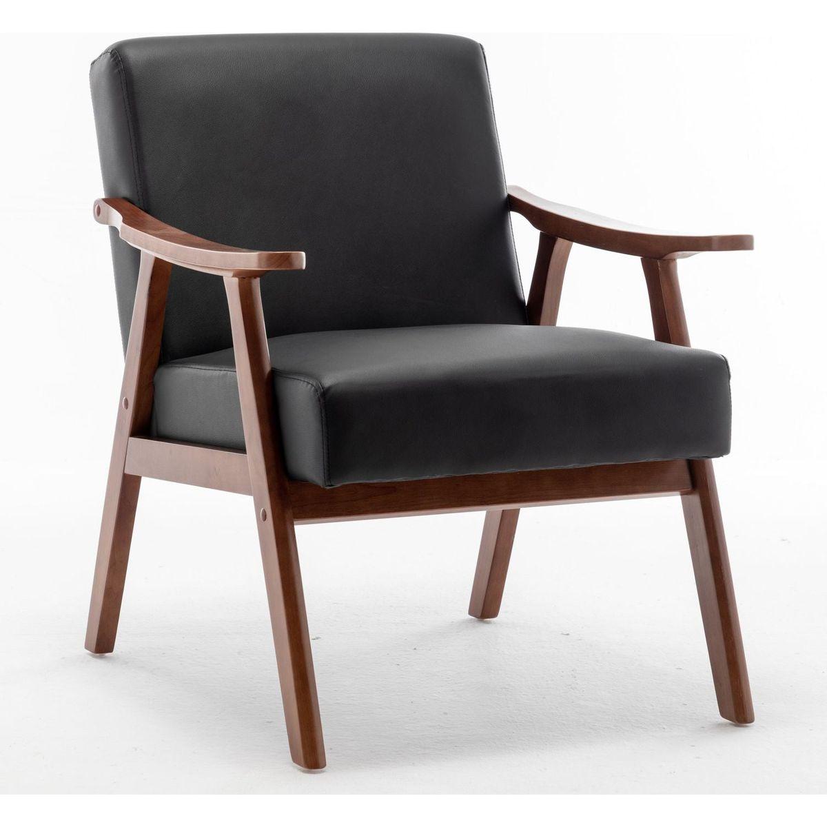 Mid-Century Modern Chair, Living Room Chair with Solid Wood Frame, Accent Chair Extra-Thick Backrest, Wingback Chair for Bedroom, Reading Room, Living Room, Lounge Chair Indoor