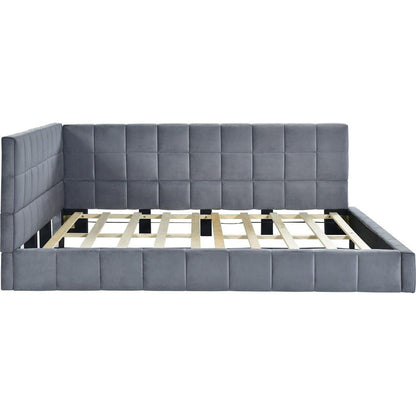 Full Size Upholstered Daybed/Sofa Bed Frame-Gray, Velvet