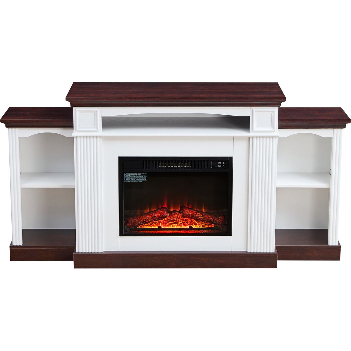 Electric Fireplace TV Stand for 70 inch TV, 23 inch Fireplace with Mantel, Living Room TV Stand with Remote Control