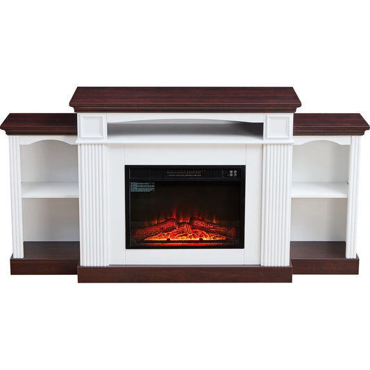 Electric Fireplace TV Stand for 70 inch TV, 23 inch Fireplace with Mantel, Living Room TV Stand with Remote Control
