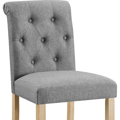 Siena Counter Height Button Tufted Back Solid Wood Stools, Set of 2, Gray