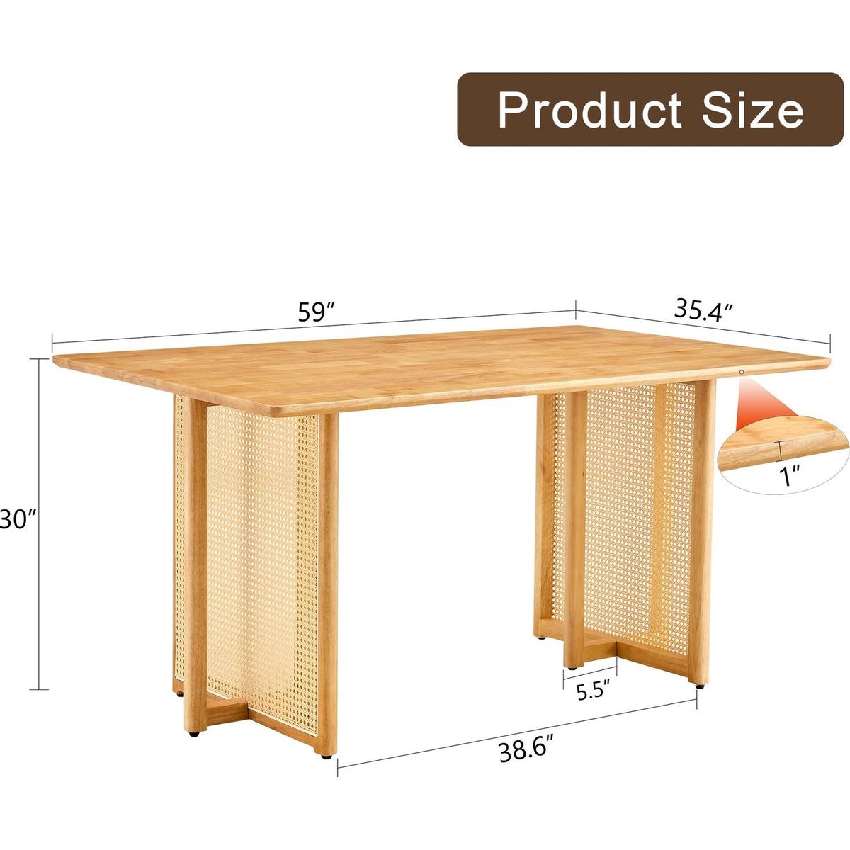 Chinese country retro solid wood dining table, simple modern imitation rattan dining table, wooden dining table, desk. Suitable for dining room, living room, office
