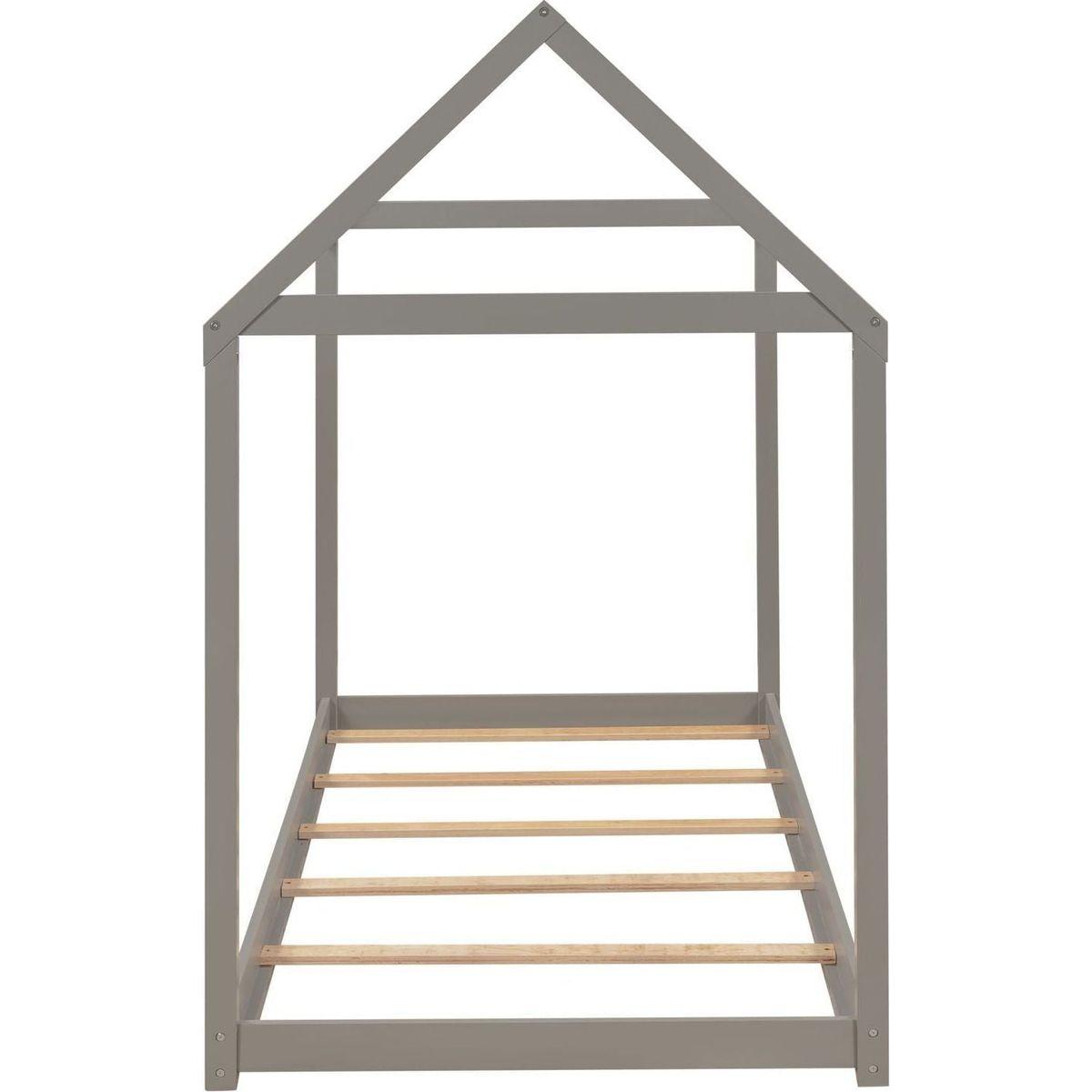 Twin Size Wooden House Bed, Gray(New)