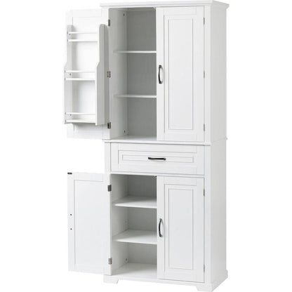 Bathroom Storage Cabinet with Doors and Drawer, Multiple Storage Space, Adjustable Shelf, White