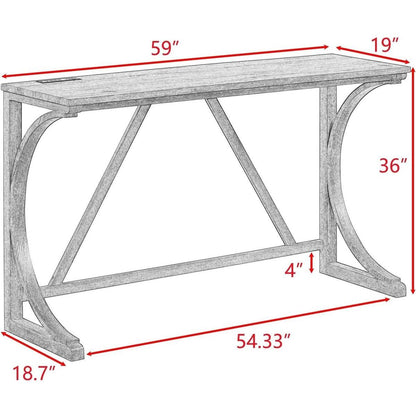 Bar Table Set with Power Outlet, Bar Table and Chairs Set, 4 Piece Dining Table Set, Industrial Breakfast Table Set, for Living Room, Dining Room, Game Room