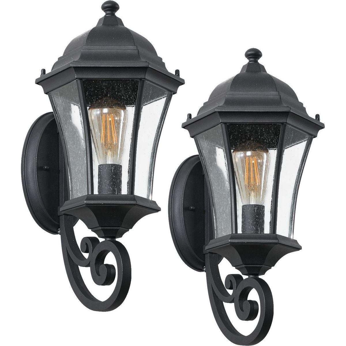 Outdoor Waterproof Glass Retro Wall Lamp(2 pack) with light sense