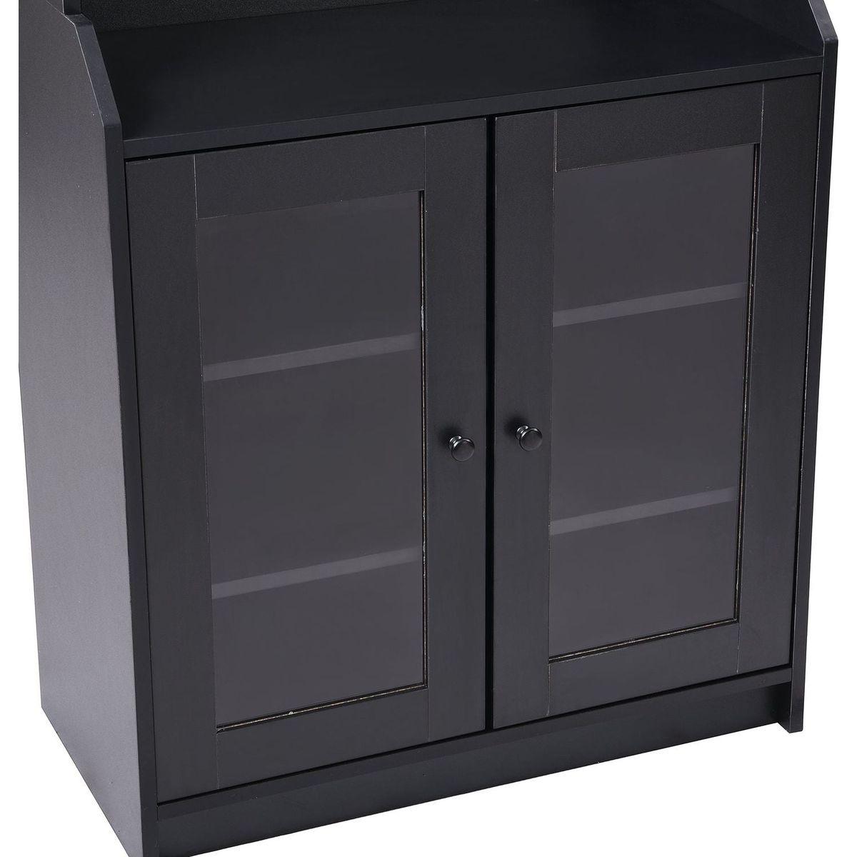 Elegant Tall Cabinet with Acrylic Board Door, Versatile Sideboard with Graceful Curves, Contemporary Bookshelf with Adjustable Shelves for Living Room, Black