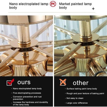 Gold Crystal Chandeliers,5-Tier Round Semi Flush Mount Chandelier Light Fixture,Large Contemporary Luxury Ceiling