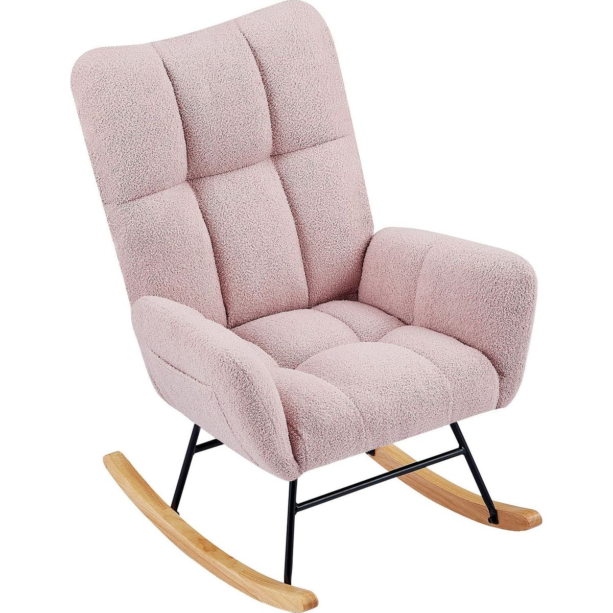 pink teddy fabric rocking chair