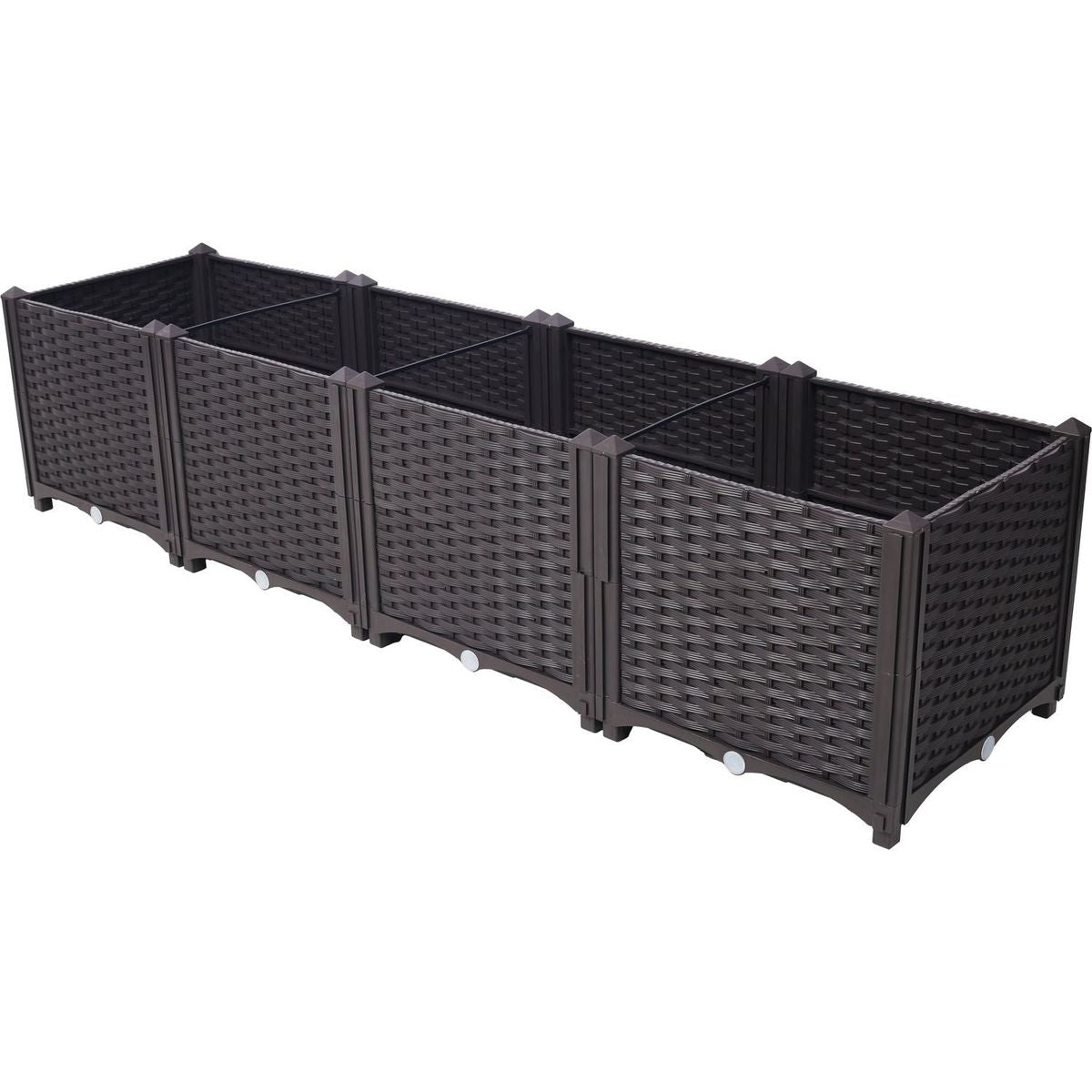 Deep Raised Garden Bed Plastic Planter Boxes for Vegetables Flowers Herbs and Succulents,Self-Watering Planter Box Raised Bed to Grow Flowers, Herbs & Vegetables, 63" L X 15.7" D X 14.7" H - Streamdale Furniture