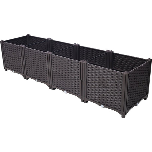 Deep Raised Garden Bed Plastic Planter Boxes for Vegetables Flowers Herbs and Succulents,Self-Watering Planter Box Raised Bed to Grow Flowers, Herbs & Vegetables, 63" L X 15.7" D X 14.7" H