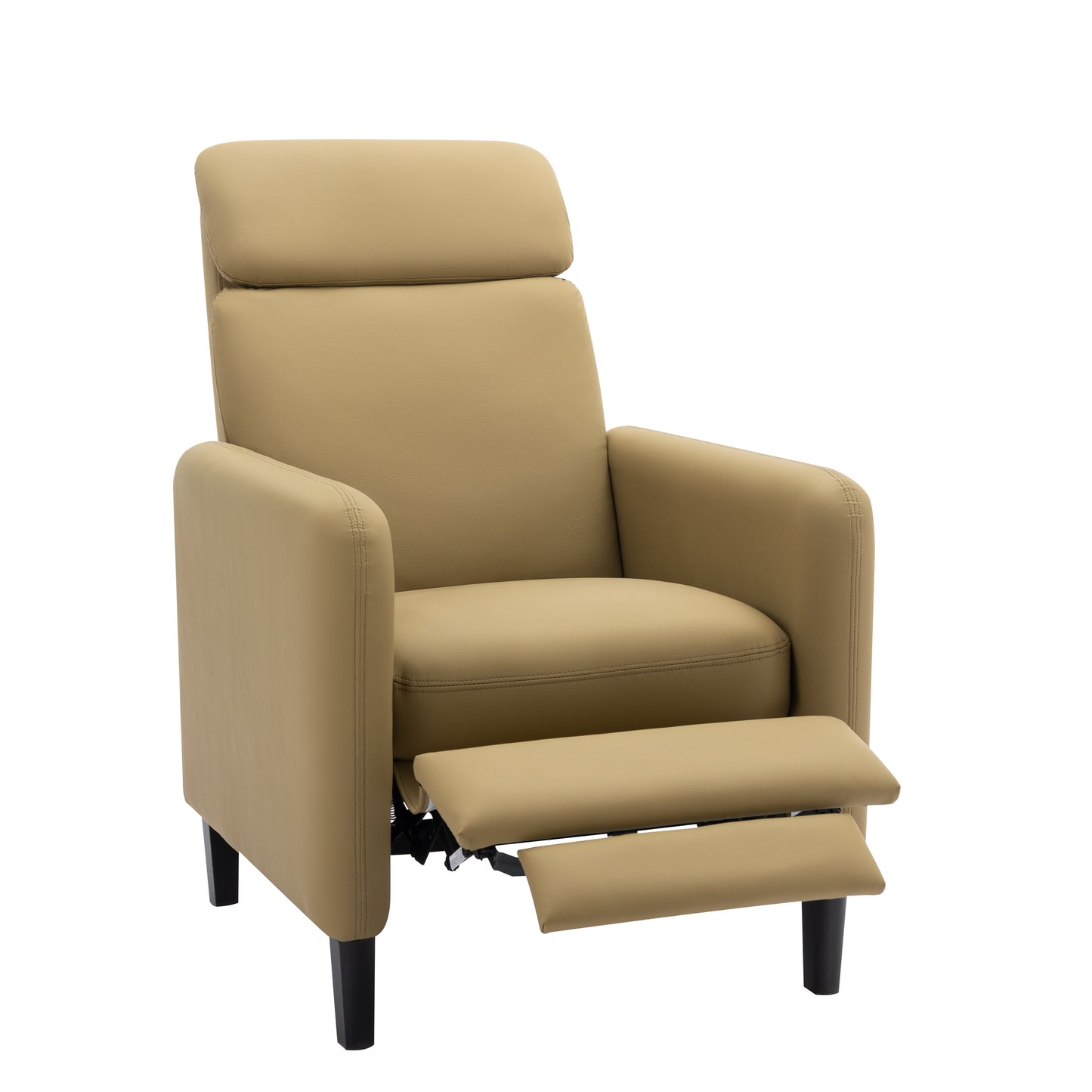 Modern Artistic Color Design Adjustable Recliner Chair PU Leather for Living Room Bedroom Home Theater, Mustard Green