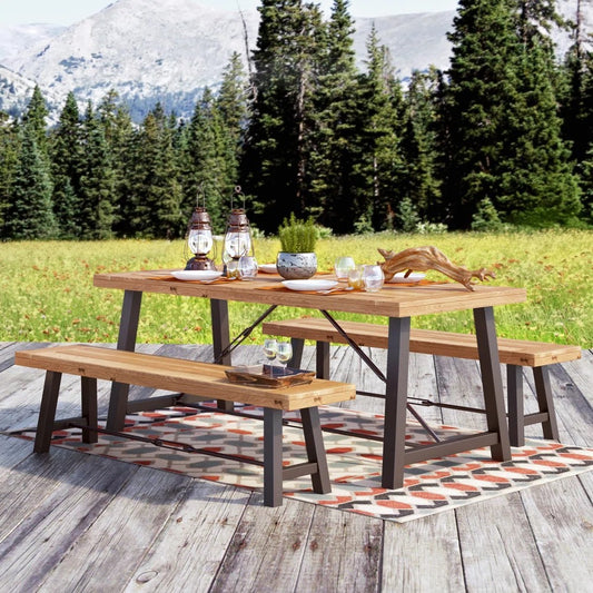 CATRIONA 3 PIECE WOOD OUTDOOR DINING SET
