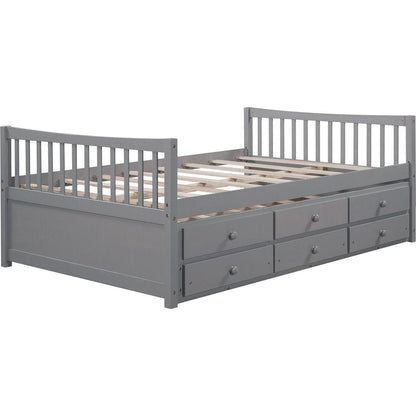 Full size Daybed with Twin size Trundle and Drawers, Full Size, Gray