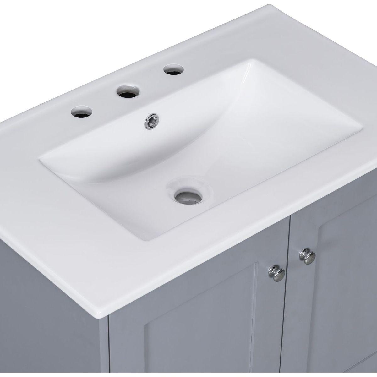 30" Premium Bathroom Vanity Set with Ceramic Sink and Ample Storage Space - Ideal for Small Bathrooms