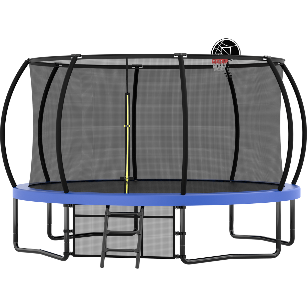 14FT Trampoline with Enclosure - Recreational Trampolines with Ladder and AntiRust Coating, ASTM Approval Outdoor Trampoline for Kids