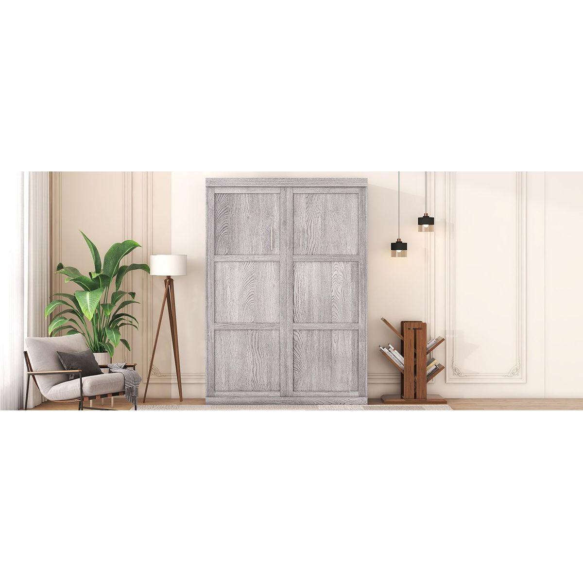 Full Size Murphy Bed, can be Folded into a Cabinet, Gray