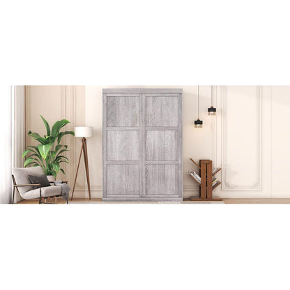 Full Size Murphy Bed, can be Folded into a Cabinet, Gray