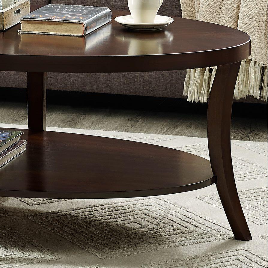 Perth Espresso Oval Coffee Table with Shelf