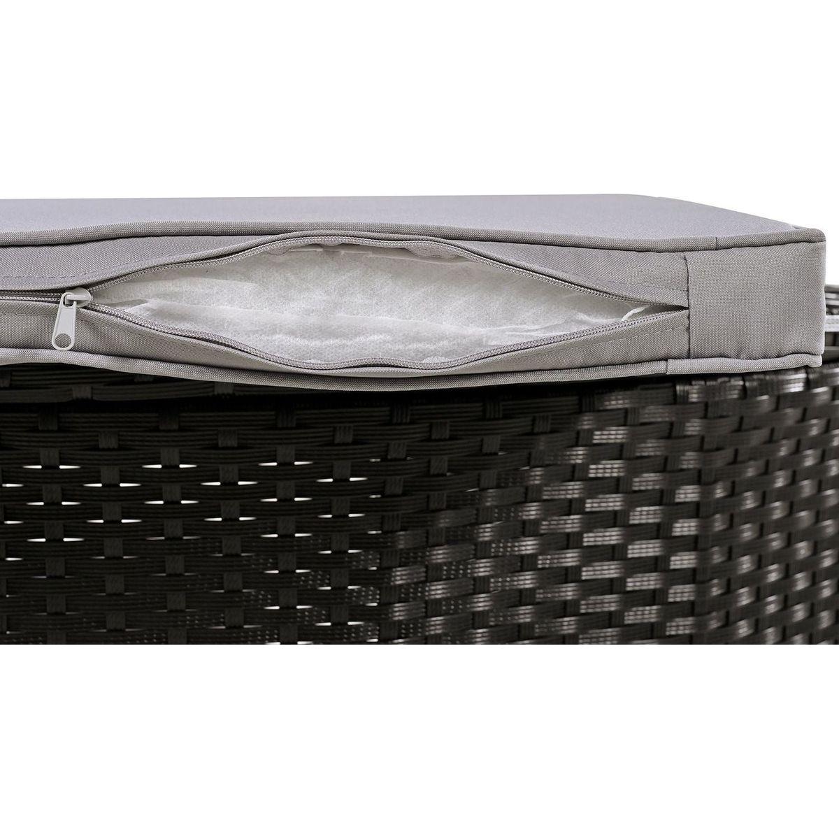 Spa Surround Spa Frame Quadrilateral Outdoor Rattan Sectional Sofa Set with Mini Sofa, Wooden Seats and Storage Spaces, Grey