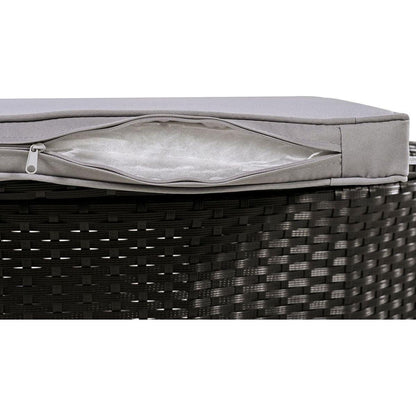 Spa Surround Spa Frame Quadrilateral Outdoor Rattan Sectional Sofa Set with Mini Sofa, Wooden Seats and Storage Spaces, Grey