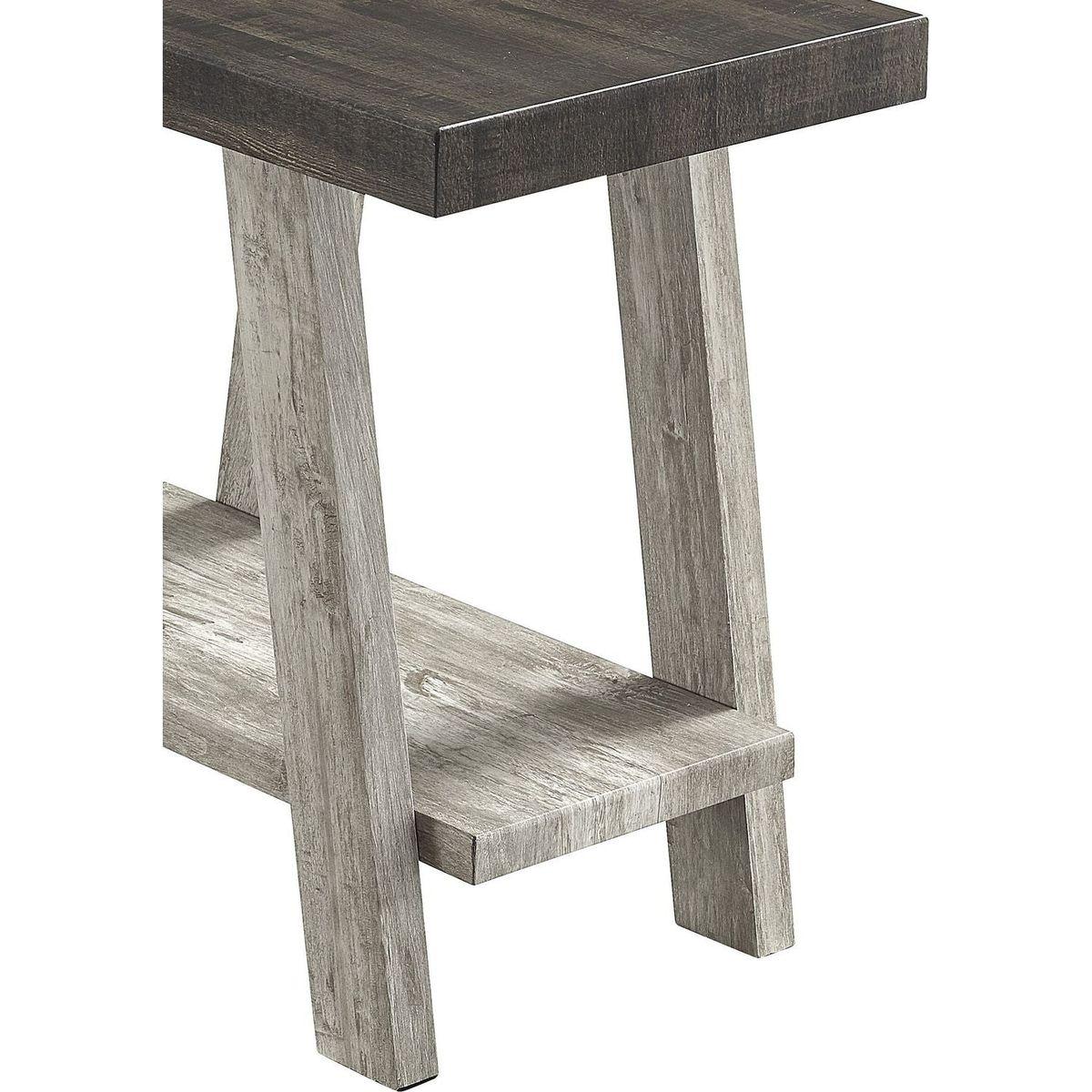 Athens Contemporary Two-Tone Wood Shelf Side Table in Weathered Walnut and Gray
