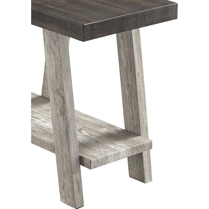 Athens Contemporary Two-Tone Wood Shelf Side Table in Weathered Walnut and Gray