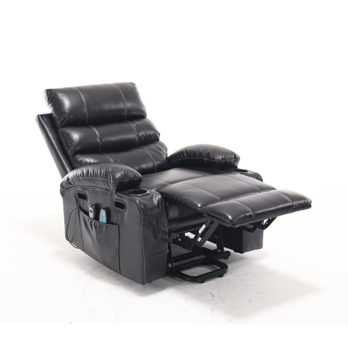 21"seat width,large size Electric Power Lift Recliner Chair Sofa for Elderly, 8 point vibration Massage and lumber heat, Remote Control, Side Pockets and Cup Holders, cozy fabric, overstuffed arm pu