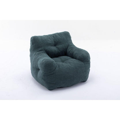 Soft Tufted Foam Bean Bag Chair With Teddy Fabric Green