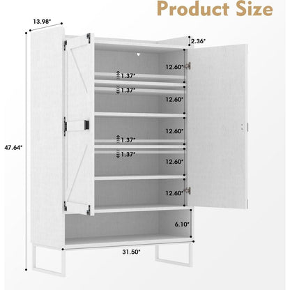 Shoe Cabinet with Doors, 6-Tier Shoe Storage Cabinet with Adjustable Shelves, Wooden Shoes Rack Shoe Storage Organizer for Entryway, Hallway, Closet, Living Room