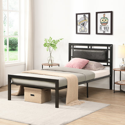 Twin Size metal bed Sturdy System Metal Bed Frame, Modern style and comfort to any bedroom, black