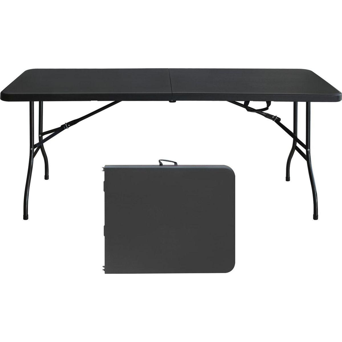 6ft Folding Table, Portable Plastic Table for Camping, Picnics, Parties, High Load Bearing Foldable Table Black