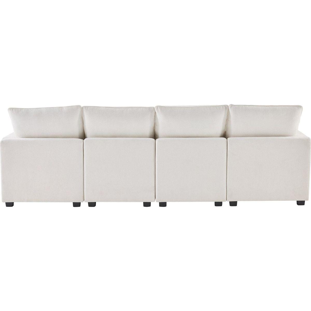 110x57" Modern U Shape Modular Sofa, 6 Seat Chenille Sectional Couch Set with 2 Pillows Included, Freely Combinable Indoor Funiture for Living Room, Apartment, Office, 2 Colors