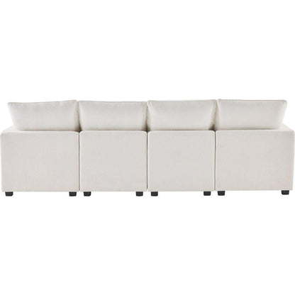 110x57" Modern U Shape Modular Sofa, 6 Seat Chenille Sectional Couch Set with 2 Pillows Included, Freely Combinable Indoor Funiture for Living Room, Apartment, Office, 2 Colors