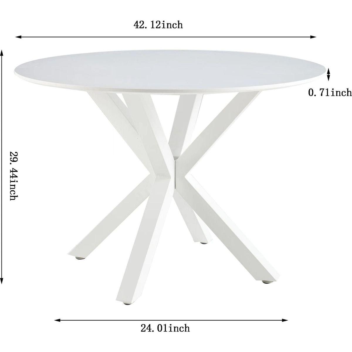 42.1"WHITE Table Mid-century Dining Table for 4-6 people With Round Mdf Table Top, Pedestal Dining Table, End Table Leisure Coffee Table,cross leg