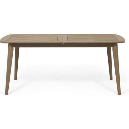 Outdoor Acacia Wood Expandable Dining Table, Gray