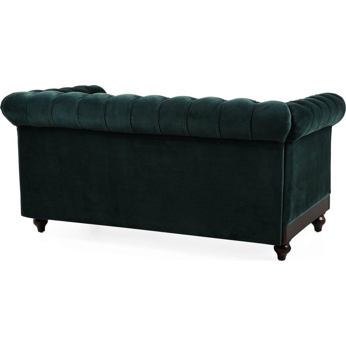 VIVALUX 59.44" Chesterfield Velvet Loveseat Sofa,2-Person Rolled Arm Dutch Plush Upholstered Sofa Couch with Tufted Button for Living Room, Bedroom, Small Places,Forest Green